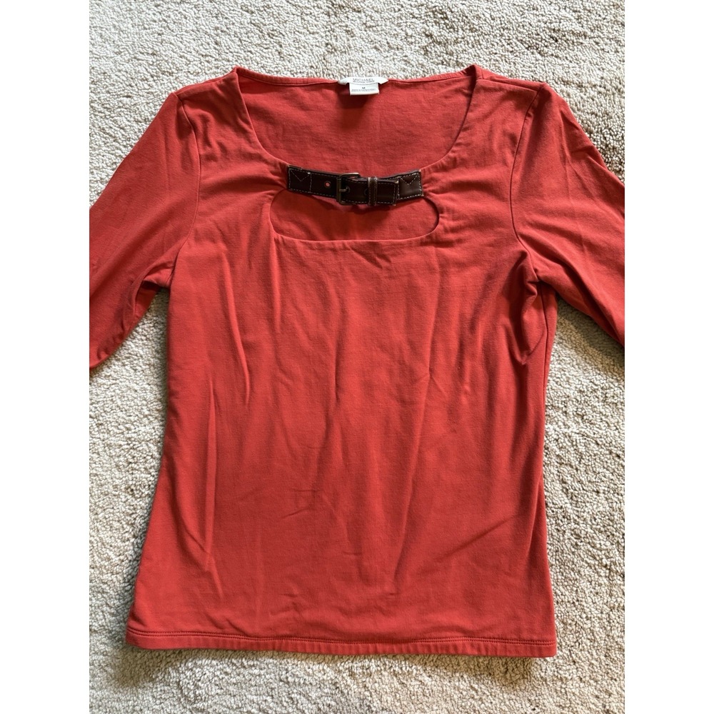 Michael Kors Long Sleeve Orange Rust Shirt Size Medium‎ Scoop Neck